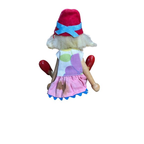 Vintage Wooden String Jointed Peg Doll Folk Art Mid Century Toy Polish - Picture 8 of 9